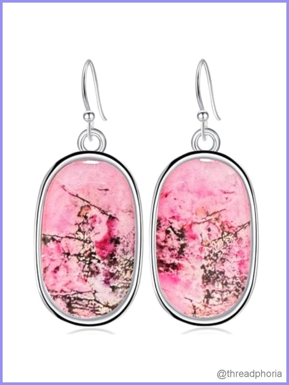 Vintage Tribal Stone Oval Dangle Drop Earrings Retro Hook Earrings for Women